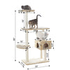 57-Inch Real Wood Cat Tree In Beige With Playhouse And Perch