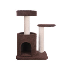 Carpeted Real Wood Cat Tree Condo, Kitten Activity Tree, Brown