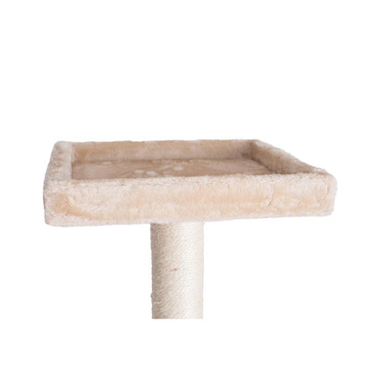 57-Inch Real Wood Cat Tree In Beige With Perches, Running Ramp