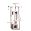 Classic Real Wood Cat Tree In Ivory, Multi Levels With Ramp