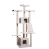 Classic Real Wood Cat Tree In Ivory, Multi Levels With Ramp