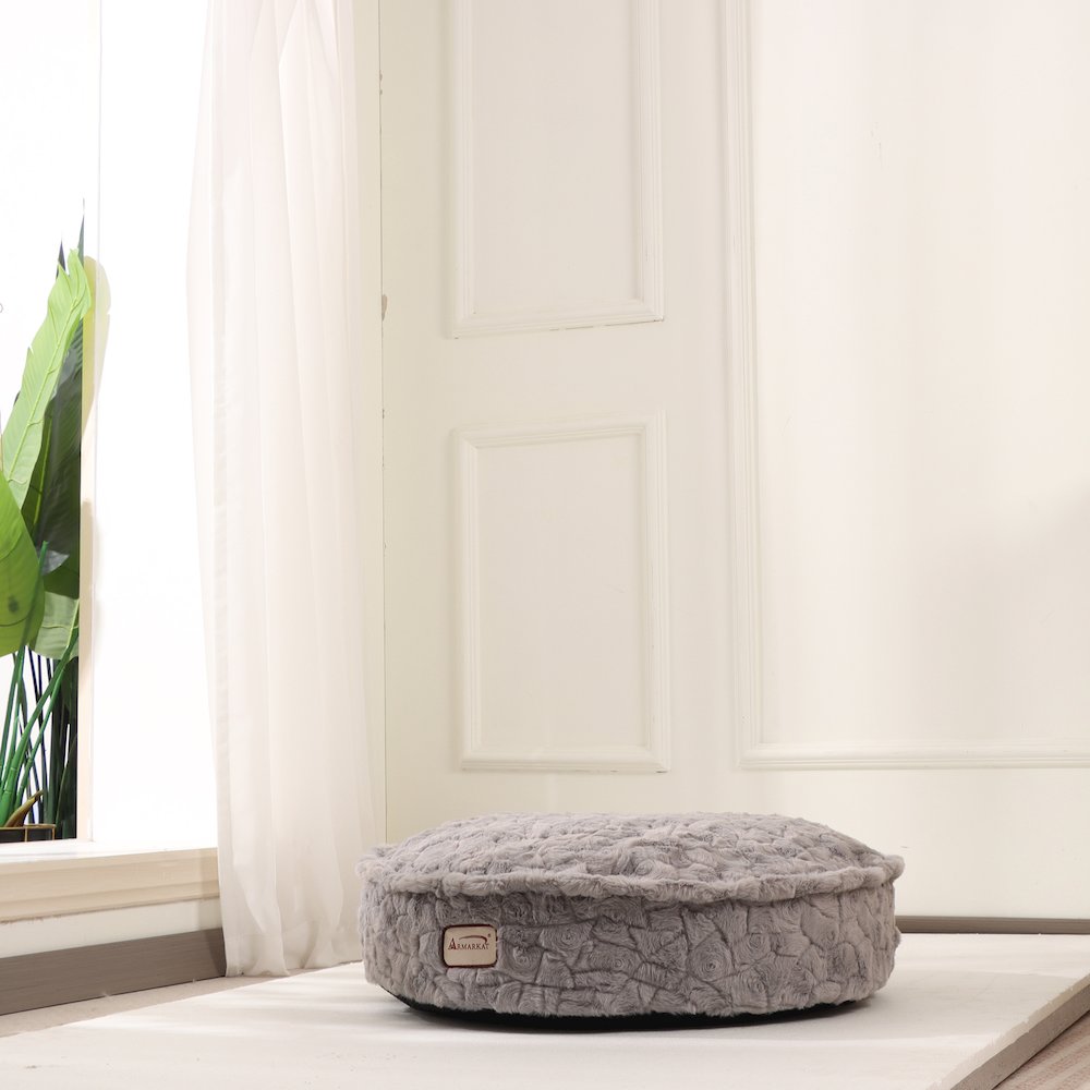 Large Cat Bed, 25.6 Inch Round Washable Pet Bed with Thick Cushion