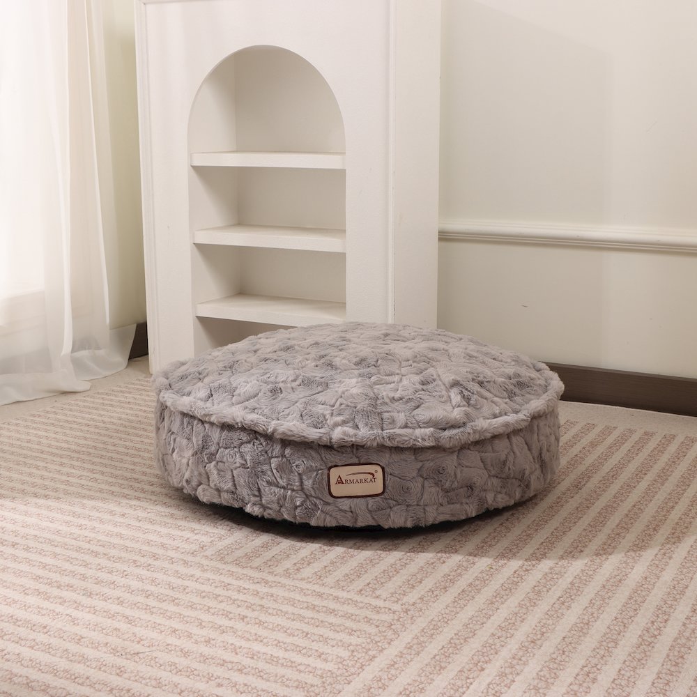 Large Cat Bed, 25.6 Inch Round Washable Pet Bed with Thick Cushion