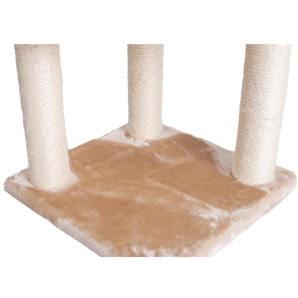 3 Levels Real Wood Cat Tower For Kittens Play 48 Height Beige