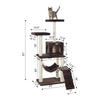 57-Inch Real Wood Cat Tree In Coffee Brown With Four Levels, Ramp