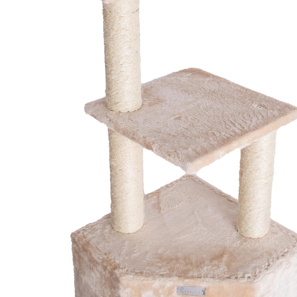48-Inch Real Wood Cat Tree In Beige With Perch And Playhouse