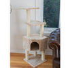 48-Inch Real Wood Cat Tree In Beige With Perch And Playhouse