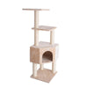 48-Inch Real Wood Cat Tree In Beige With Perch And Playhouse