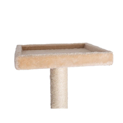 57-Inch Real Wood Cat Tree In Beige With Playhouse And Perch