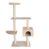 57-Inch Real Wood Cat Tree In Beige With Playhouse And Perch