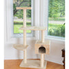 57-Inch Real Wood Cat Tree In Beige With Playhouse And Perch