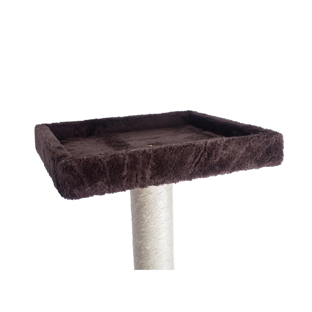 57-Inch Real Wood Cat Tree In Coffee Brown With Four Levels, Ramp