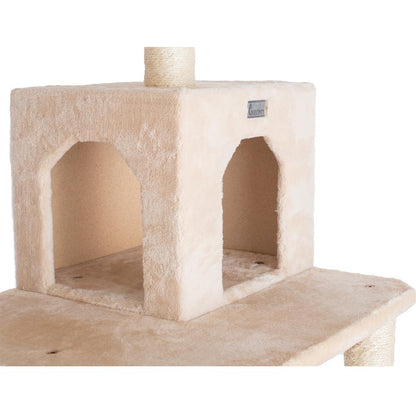 74-Inch Real Wood Cat Tree With Seven Levels, Beige