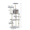 74-Inch Real Wood Cat Tree With Seven Levels, Silver Gray