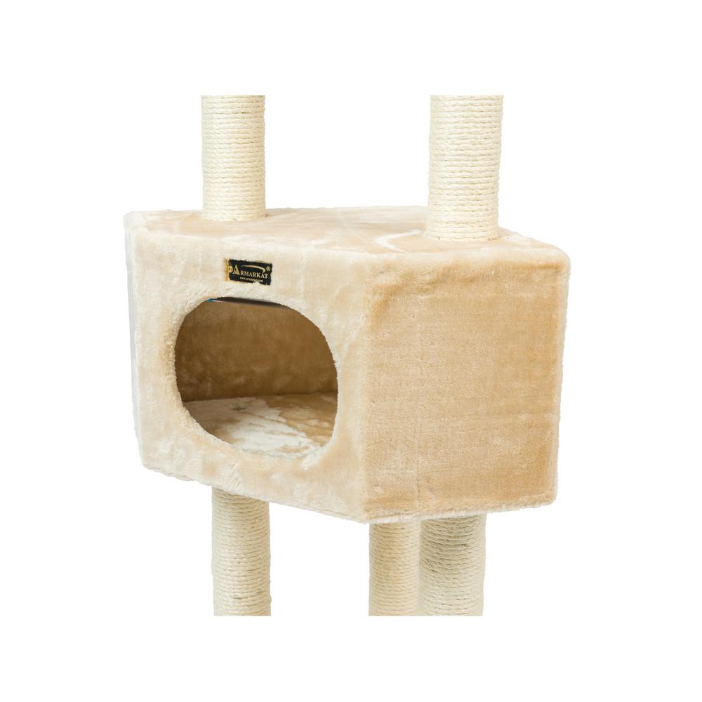 3 Tier Real Wood Cat Tree, Scratch Furniture, Beige