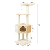 3 Tier Real Wood Cat Tree, Scratch Furniture, Beige