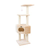 3 Tier Real Wood Cat Tree, Scratch Furniture, Beige