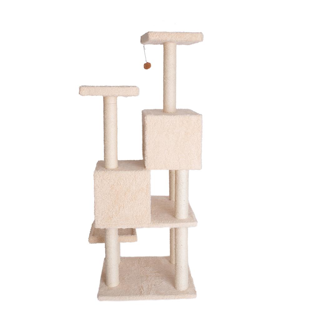 Multi-Level Real Wood Cat Tree With Two Spacious Condos