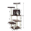 66-Inch Real Wood Cat Tree In Coffee Brown With Four Levels, Two Perches, Condo