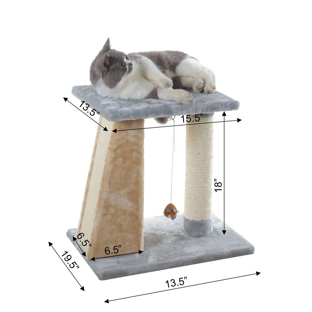 Two-Level Platform Real Wood Scratcher W Sisal Carpet Board