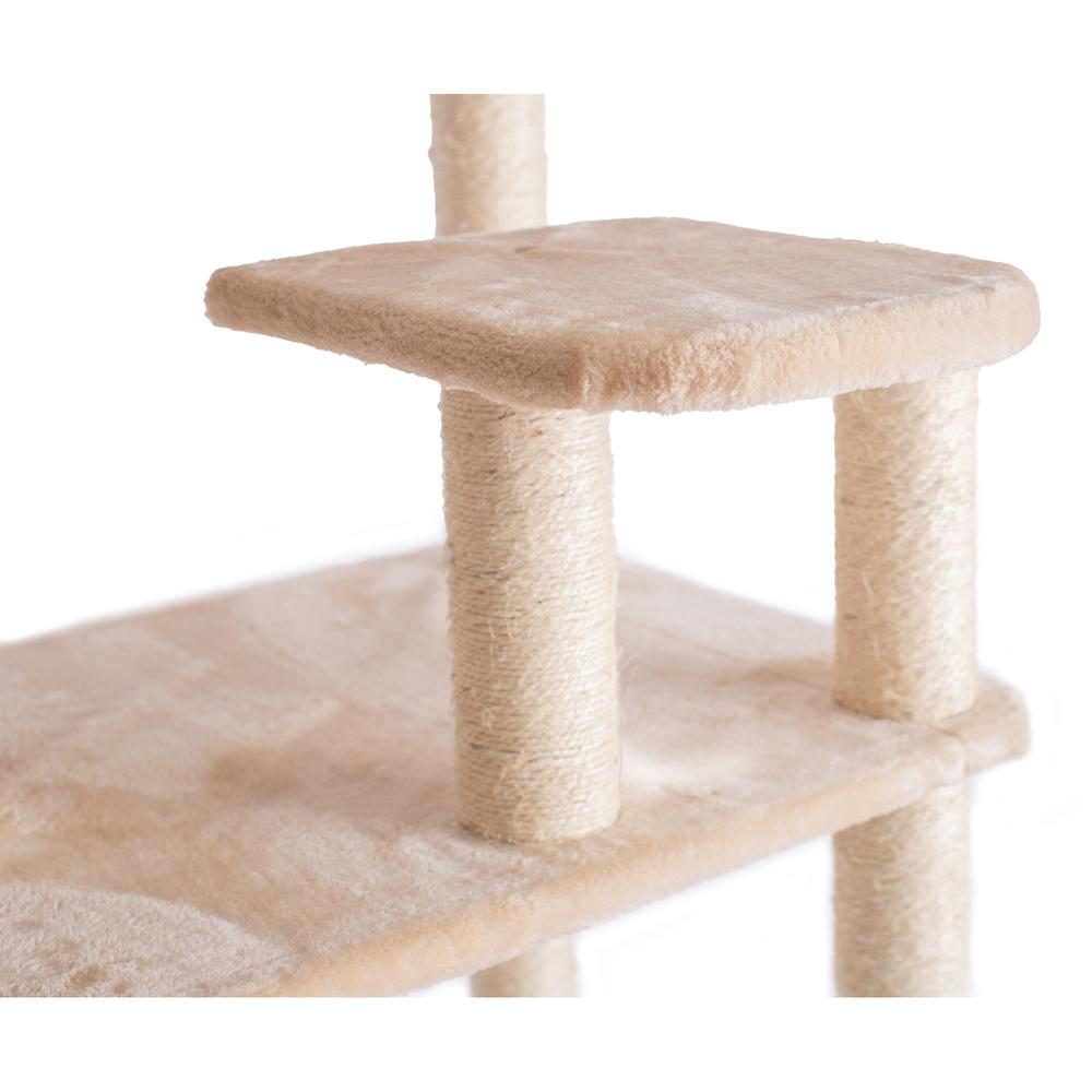 74-Inch Real Wood Cat Tree With Seven Levels, Beige