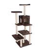 66-Inch Real Wood Cat Tree In Coffee Brown With Four Levels, Two Perches, Condo