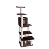 66-Inch Real Wood Cat Tree In Coffee Brown With Four Levels, Two Perches, Condo