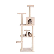 74-Inch Real Wood Cat Tree With Seven Levels, Beige