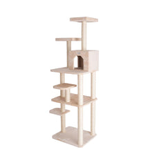 74-Inch Real Wood Cat Tree With Seven Levels, Beige