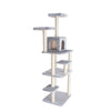 74-Inch Real Wood Cat Tree With Seven Levels, Silver Gray