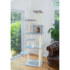 74-Inch Real Wood Cat Tree With Seven Levels, Silver Gray