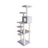 74-Inch Real Wood Cat Tree With Seven Levels, Silver Gray