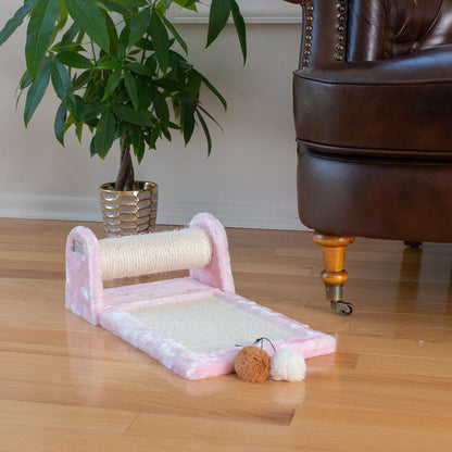 Rolling Real Wood Cat Scratcher Toy, Sisal Scratching Board For Cats Training