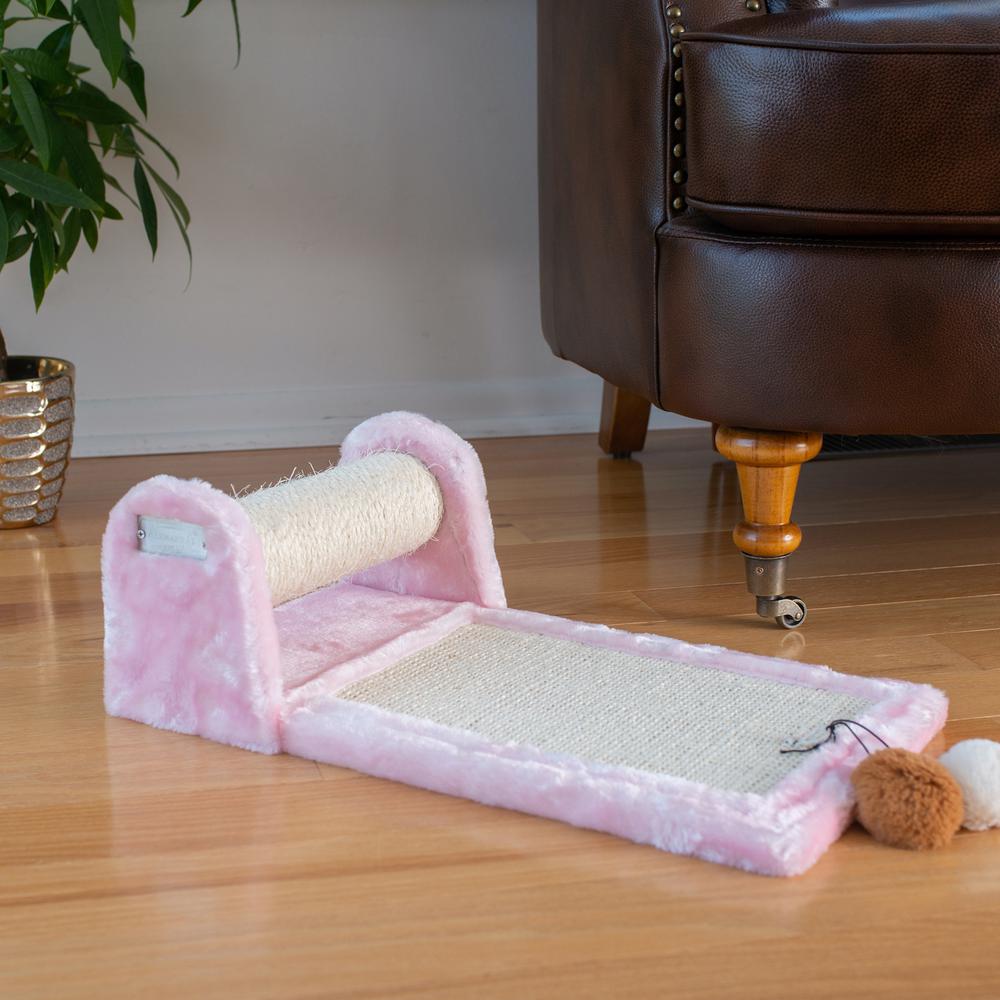 Rolling Real Wood Cat Scratcher Toy, Sisal Scratching Board For Cats Training