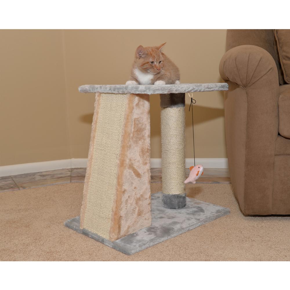 Two-Level Platform Real Wood Scratcher W Sisal Carpet Board