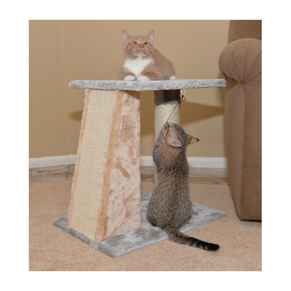 Two-Level Platform Real Wood Scratcher W Sisal Carpet Board