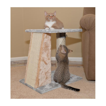 Two-Level Platform Real Wood Scratcher W Sisal Carpet Board