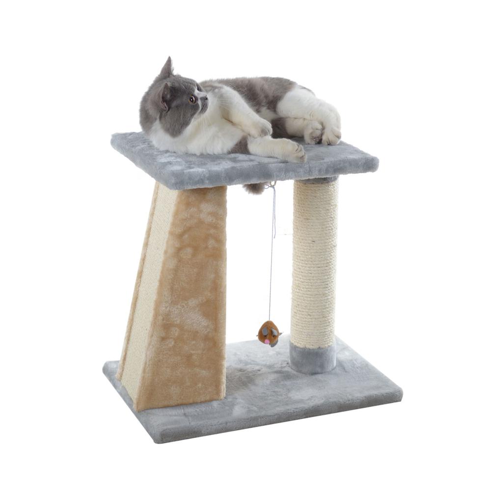 Two-Level Platform Real Wood Scratcher W Sisal Carpet Board