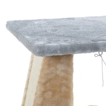 Two-Level Platform Real Wood Scratcher W Sisal Carpet Board