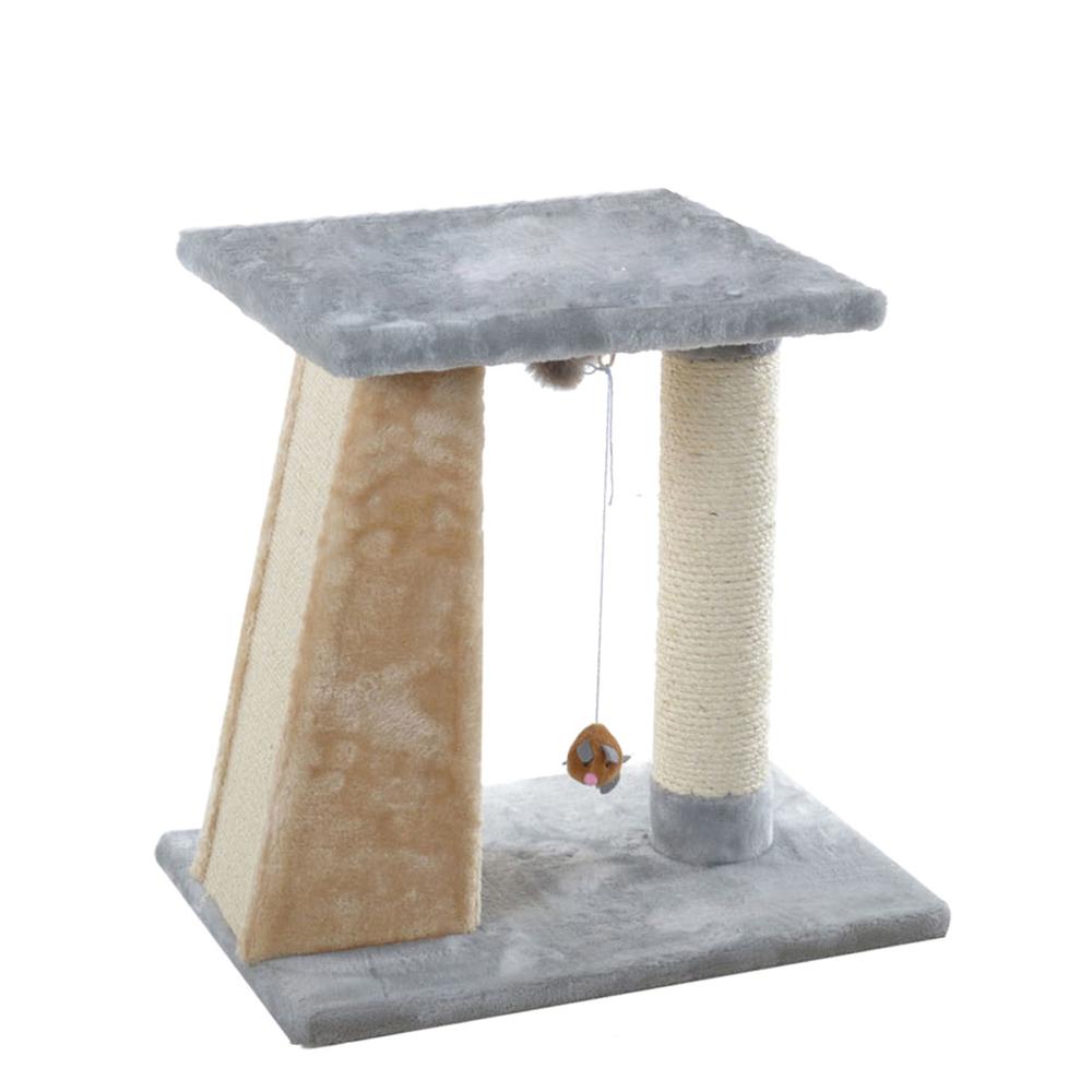Two-Level Platform Real Wood Scratcher W Sisal Carpet Board