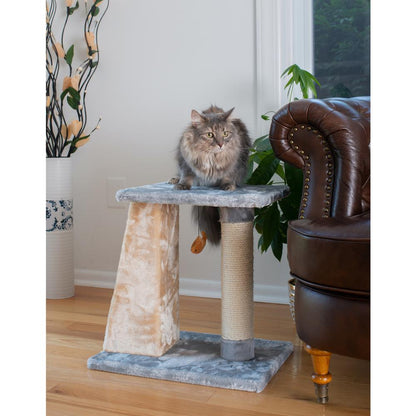 Two-Level Platform Real Wood Scratcher W Sisal Carpet Board