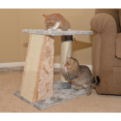 Two-Level Platform Real Wood Scratcher W Sisal Carpet Board