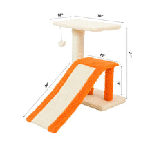 Two-Level Platform Real Wood Scratcher W Sisal Carpet Ramp