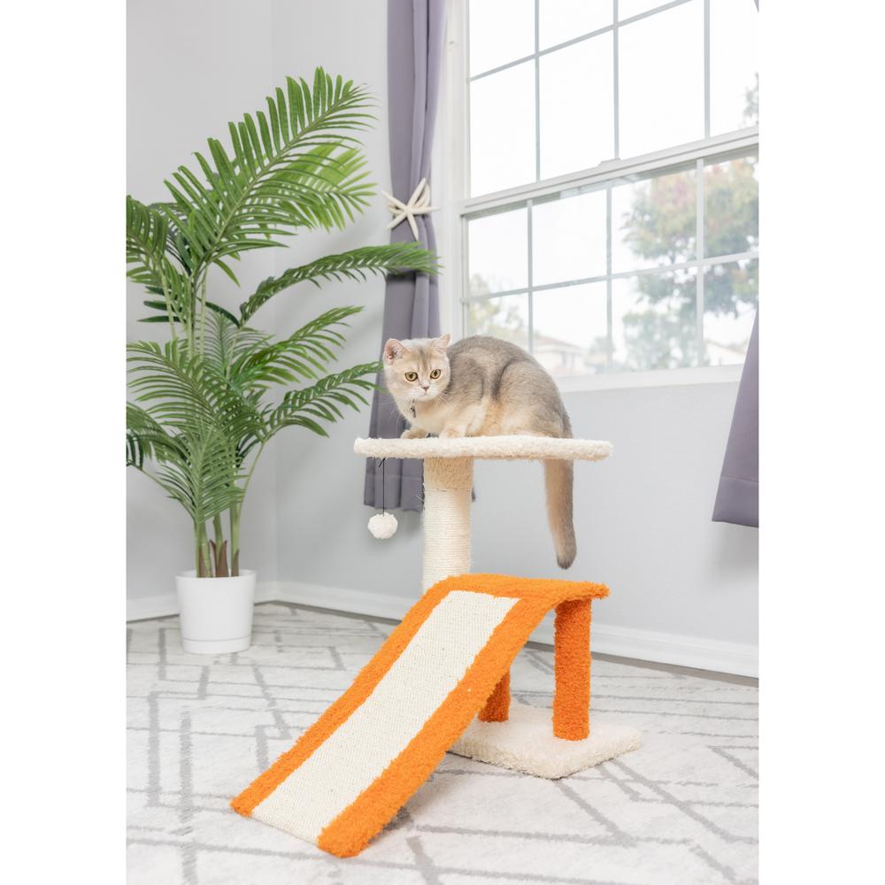 Two-Level Platform Real Wood Scratcher W Sisal Carpet Ramp