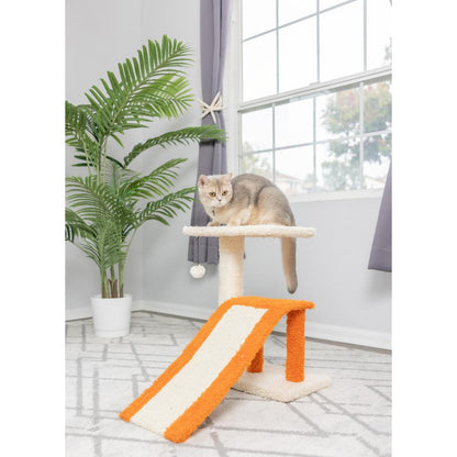 Two-Level Platform Real Wood Scratcher W Sisal Carpet Ramp