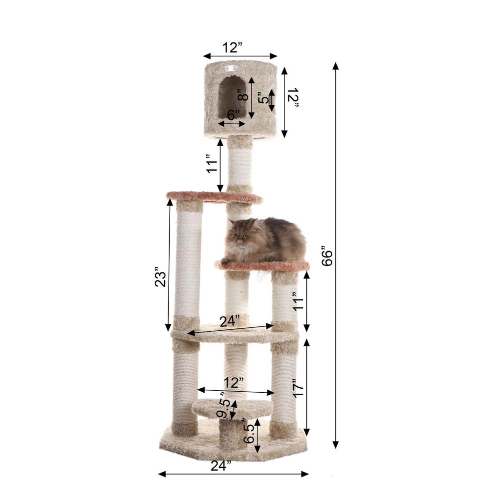 Real Wood Cat Climber, Cat Junggle Tree With Sisal Carpet Platforms