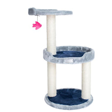 Three-Level Real Wood Compact Scratcher, Gray W Plush Perch