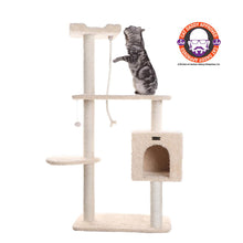 Faux Fur Covered Real Wood Cat Scratch Furniture 57" Beige