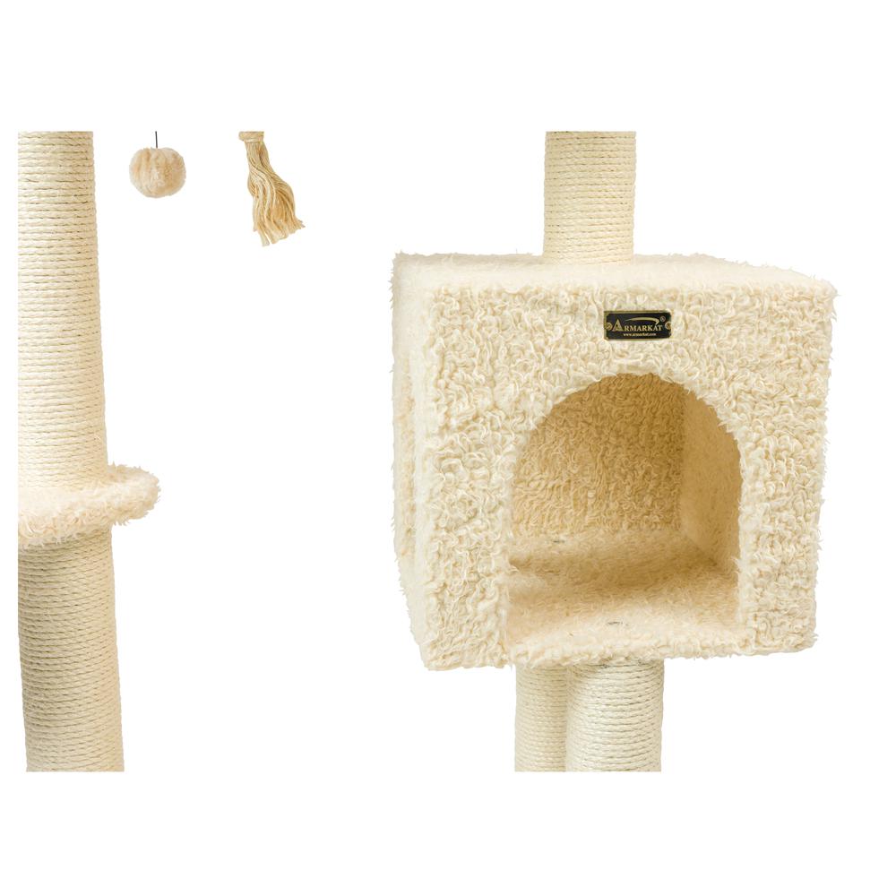 Faux Fur Covered Real Wood Cat Scratch Furniture 57" Beige