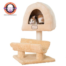 Real Wood Cat Condo, Cat Scratching Post With Plush Condo, Cuddle